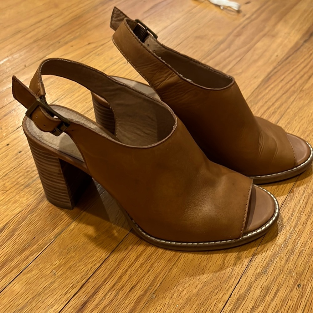 Madewell leather sling back heeled mules